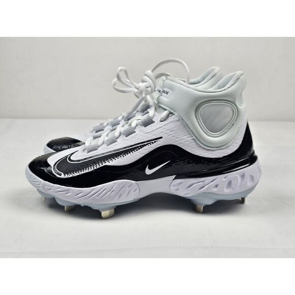 Nike Alpha Huarache Elite 4 Mid Baseball Cleats Men's 7.5 White Black FD2744-101 - Picture 1 of 6